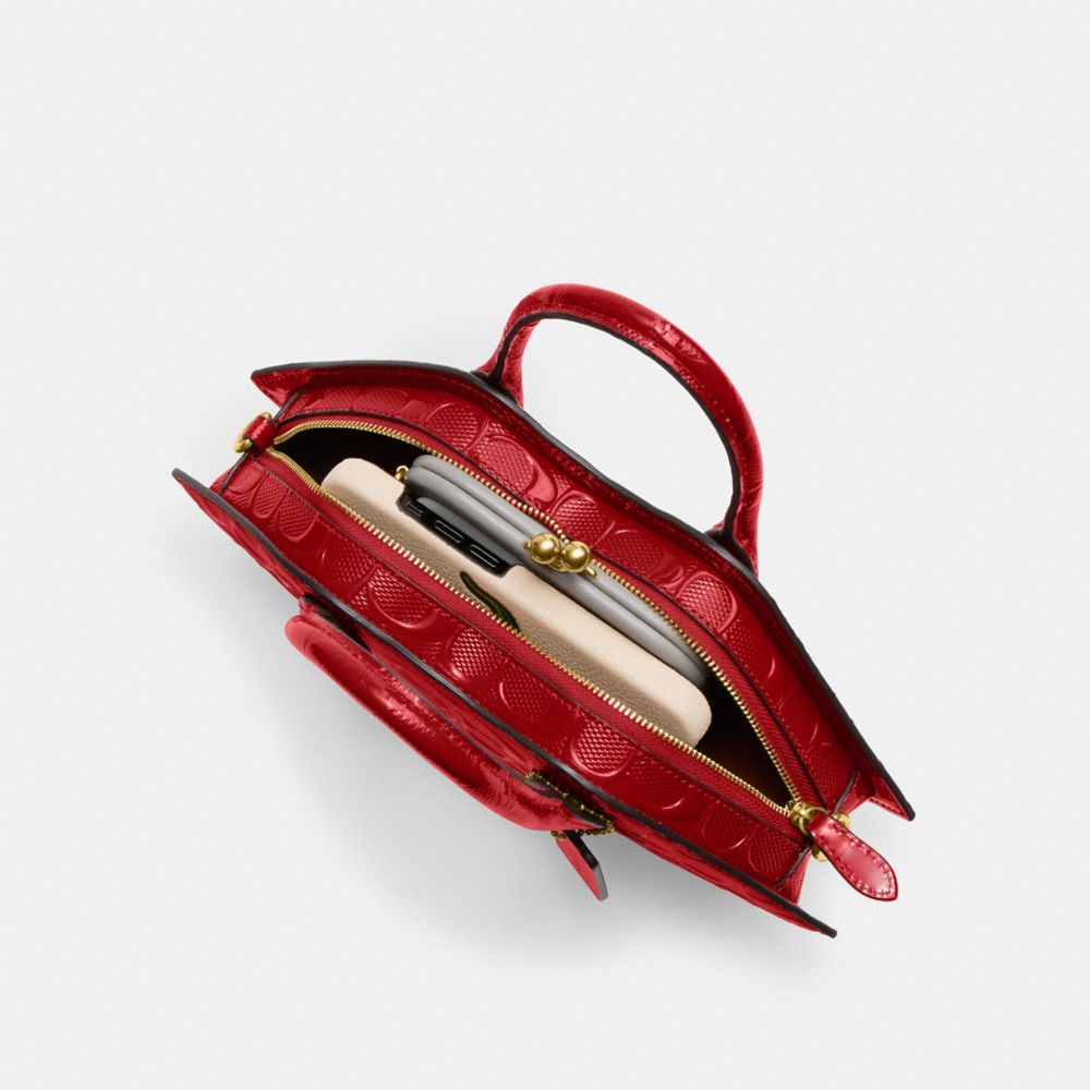 COACH®,Lip Bag In Signature Leather,,Inside View, Top View