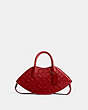 COACH®,LIP BAG IN SIGNATURE LEATHER,Brass/Red,Front View