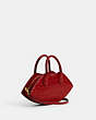 COACH®,LIP BAG IN SIGNATURE LEATHER,Brass/Red,Angle View