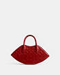 COACH®,LIP BAG IN SIGNATURE LEATHER,Brass/Red,Back View