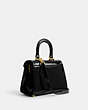 COACH®,SAMMY TOP HANDLE 21,Patent Leather,Small,Brass/Black,Angle View