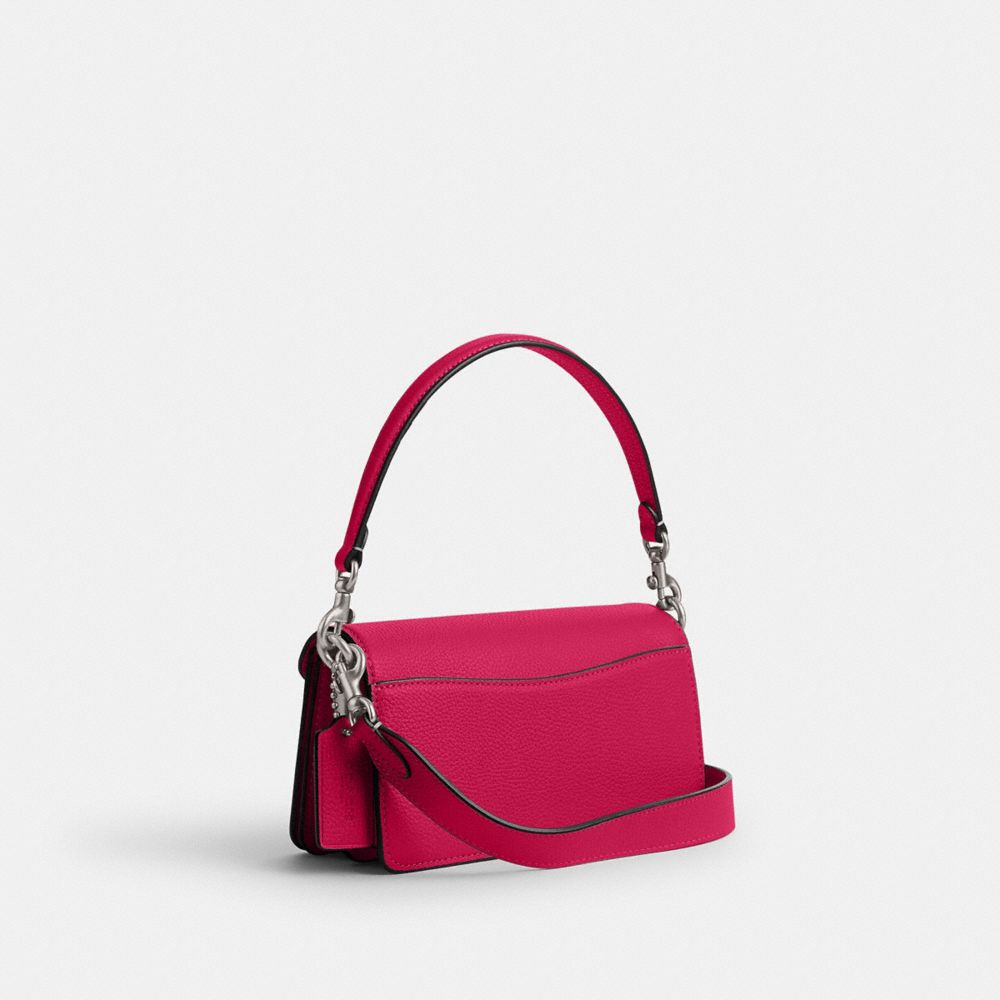 COACH®,Tabby Shoulder Bag 20,Calfskin Leather,Leather,Crossbody,Embossed,Logo,Metal,Casual,Fuchsia,Angle View