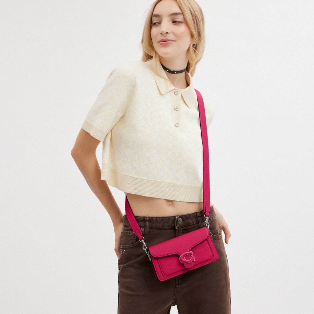 COACH®,Tabby Shoulder Bag 20,Calfskin Leather,Leather,Crossbody,Embossed,Logo,Metal,Casual,Fuchsia