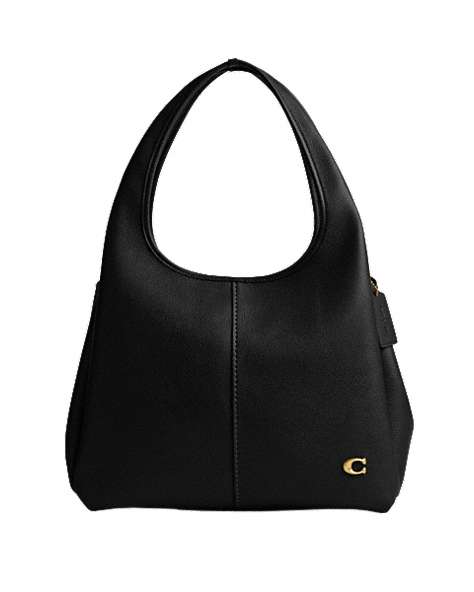 COACH®,LANA SHOULDER BAG,Polished Pebble Leather,X-Large,Brass/Black,Front View