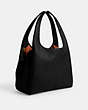 COACH®,LANA SHOULDER BAG,Polished Pebble Leather,Large,Brass/Black,Angle View