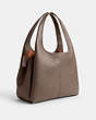 COACH®,LANA SHOULDER BAG,Polished Pebble Leather,Large,Brass/Dark Stone,Angle View