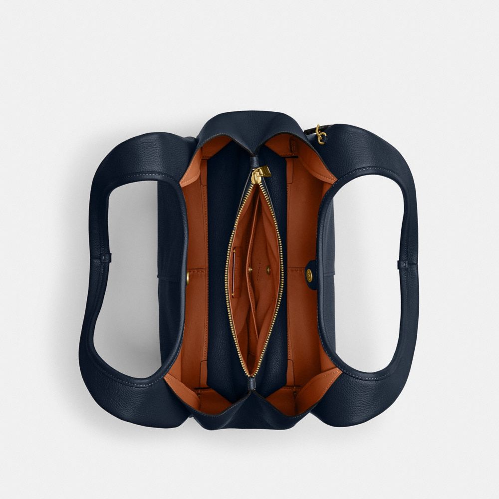 COACH®,Lana Shoulder Bag,Leather,Shoulder Bag,Embossed,Metal,Logo,Casual,Navy,Inside View,Top View