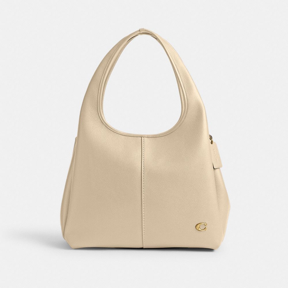 COACH®,LANA SHOULDER BAG,Cuir galet raffiné,Laiton/Ivoire,Front View