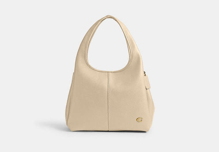 COACH®,LANA SHOULDER BAG,Refined Pebble Leather,Large,Brass/Ivory,Front View