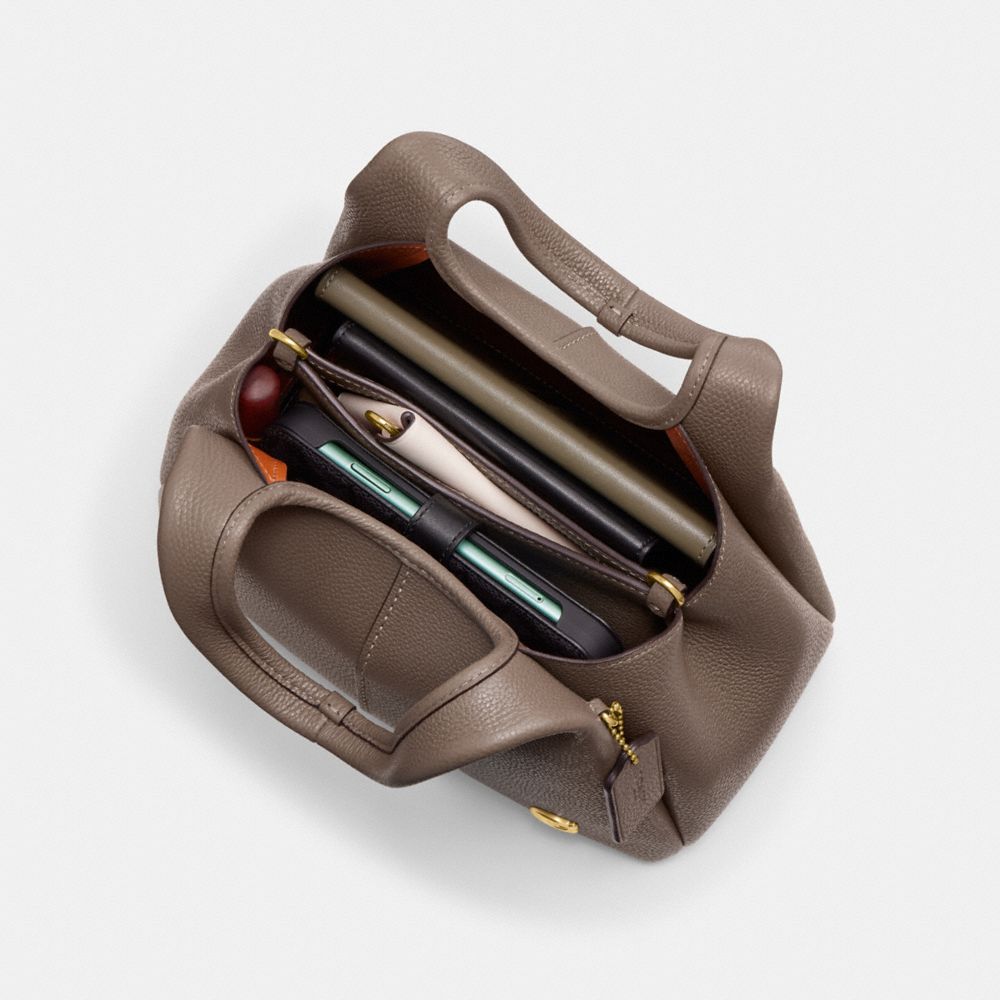 COACH®,Lana Shoulder Bag 23,Leather,Satchel,Metal,Logo,Compact,Casual,,Inside View, Top View