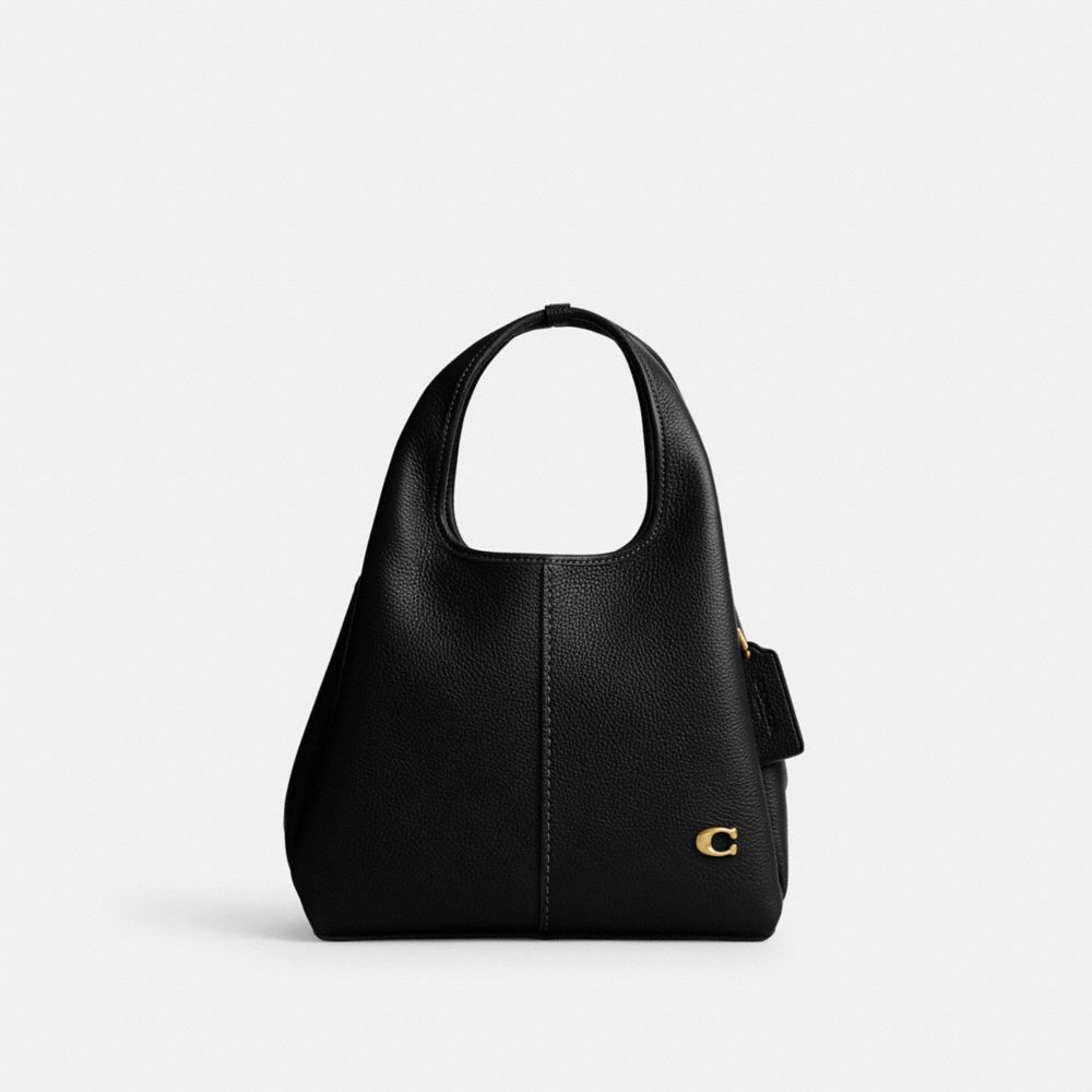 COACH®,LANA SHOULDER BAG 23,Refined Pebble Leather,Small,Brass/Black,Front View