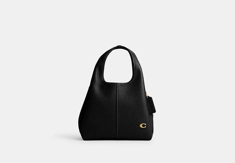COACH®,LANA SHOULDER BAG 23,Refined Pebble Leather,Small,Brass/Black,Front View image number 0