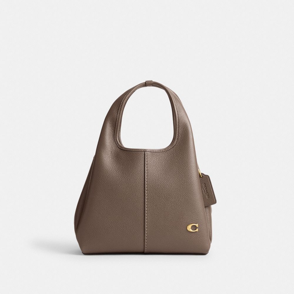 COACH®,LANA SHOULDER BAG 23,Refined Pebble Leather,Small,Brass/Dark Stone,Front View