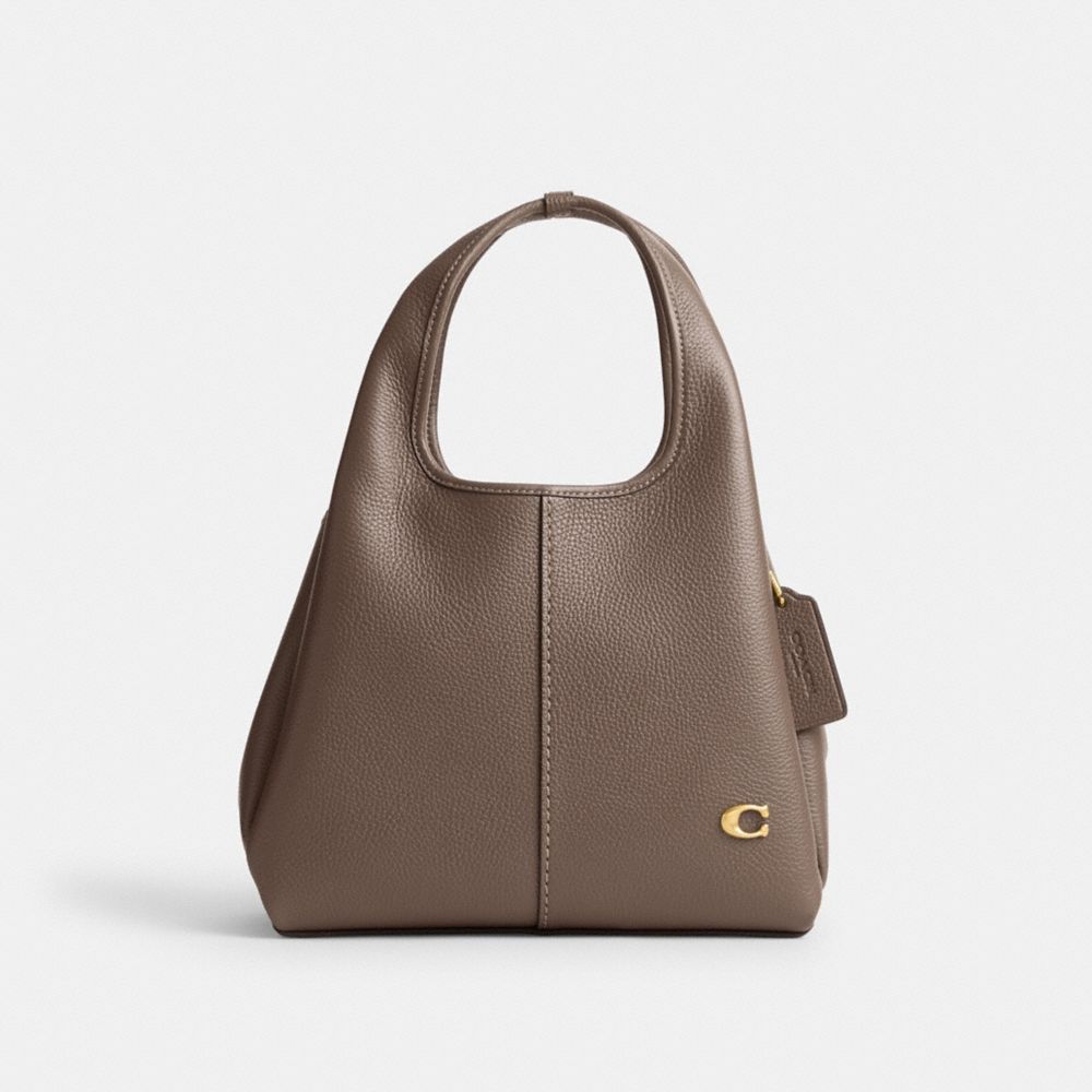 COACH®,LANA SHOULDER BAG 23,Refined Pebble Leather,Small,Brass/Dark Stone,Front View image number 0