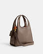 COACH®,LANA SHOULDER BAG 23,Polished Pebble Leather,Small,Brass/Dark Stone,Angle View
