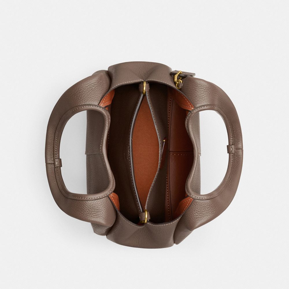 COACH®,Lana Shoulder Bag 23,Leather,Satchel,Metal,Logo,Compact,Casual,Brown,Inside View,Top View