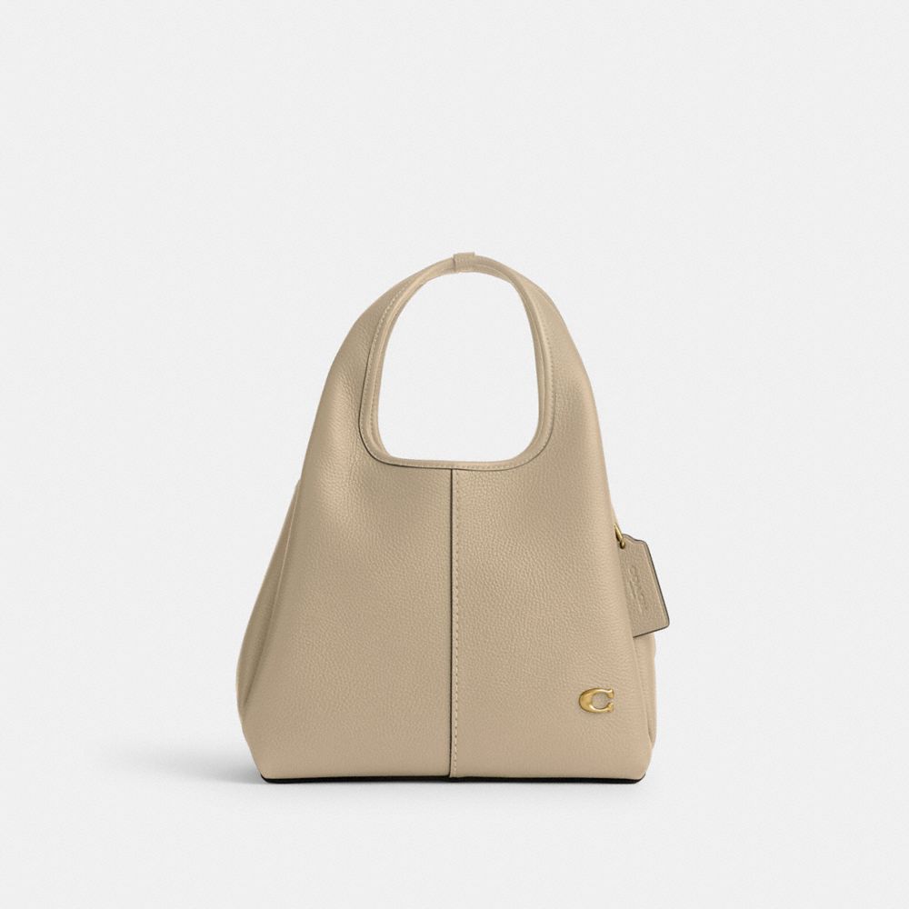 COACH®,LANA SHOULDER BAG 23,Refined Pebble Leather,Small,Brass/Ivory,Front View image number 0
