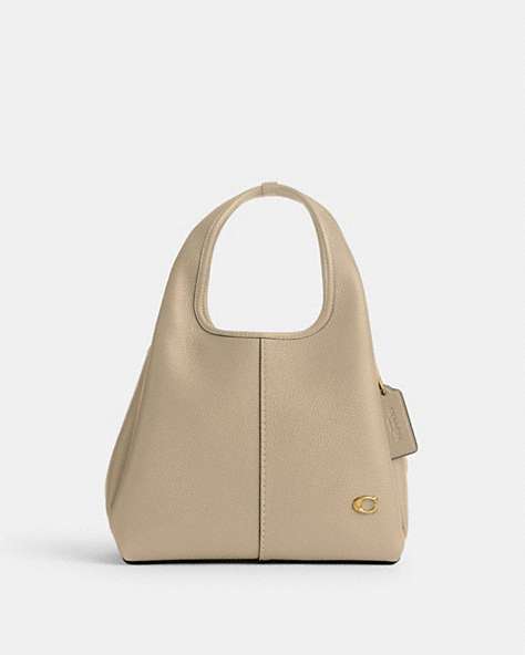 COACH®,LANA SHOULDER BAG 23,Refined Pebble Leather,Small,Brass/Ivory,Front View