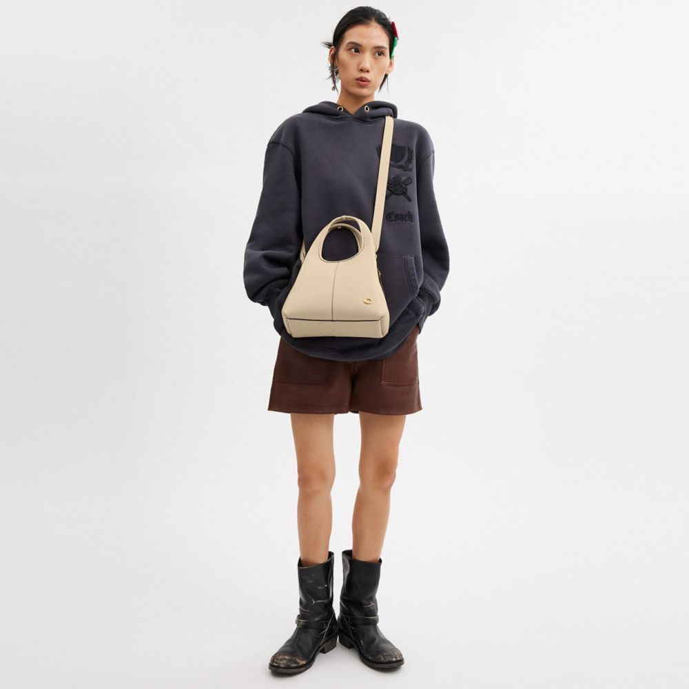 COACH®,Lana Shoulder Bag 23,Leather,Satchel,Metal,Logo,Compact,Casual,Beige