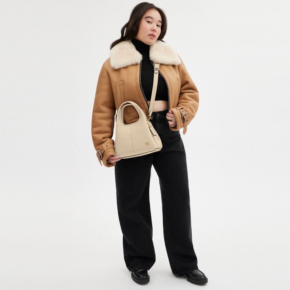 COACH®,Lana Shoulder Bag 23,Leather,Satchel,Metal,Logo,Compact,Casual,Beige