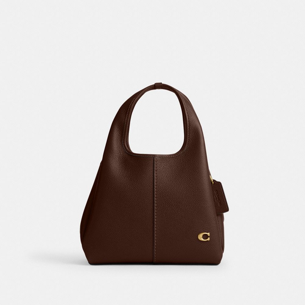 COACH®,Lana Shoulder Bag 23,Leather,Satchel,Metal,Logo,Compact,Casual,Brown,Front View