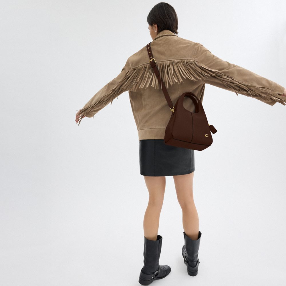 COACH®,SAC ÉPAULE LANA 23,Cuir galet raffiné,Laiton/Érable