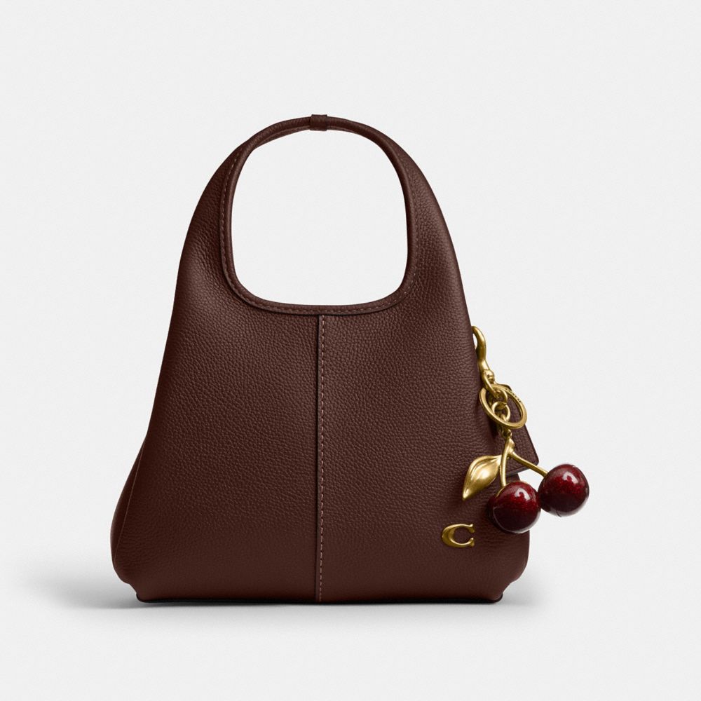 COACH®,Lana Shoulder Bag 23,Leather,Satchel,Metal,Logo,Compact,Casual,Brown,Angle View