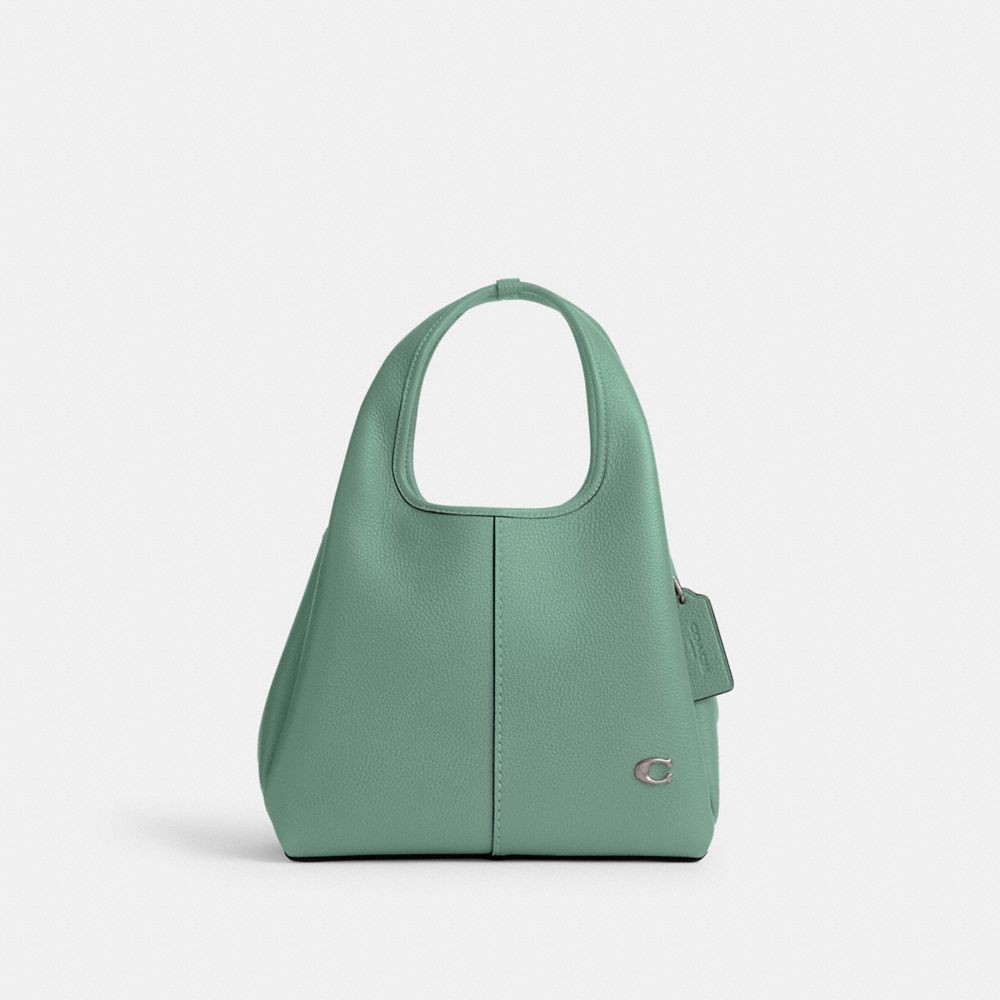COACH®,LANA SHOULDER BAG 23,Refined Pebble Leather,Small,Silver/Aquamarine,Front View