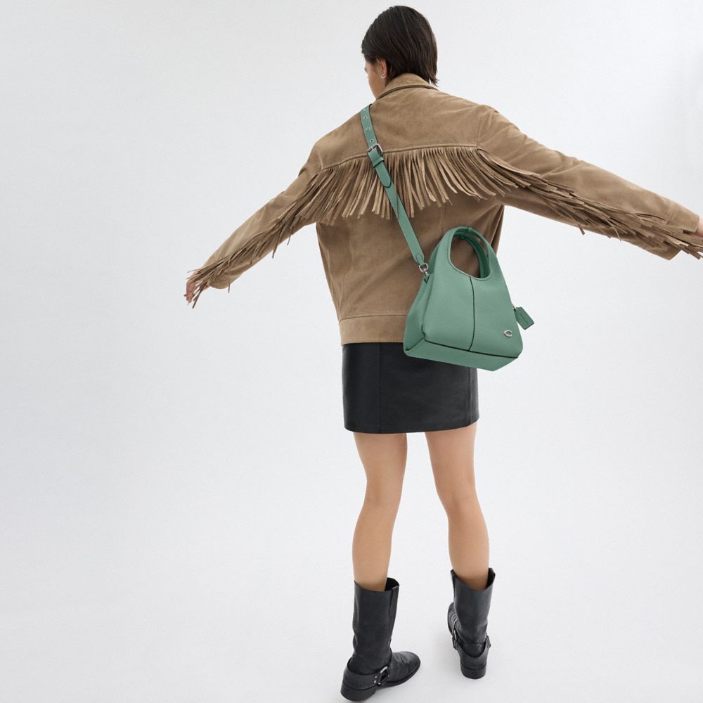 COACH®,Lana Shoulder Bag 23,Leather,Satchel,Logo,Metal,Compact,Casual,Green