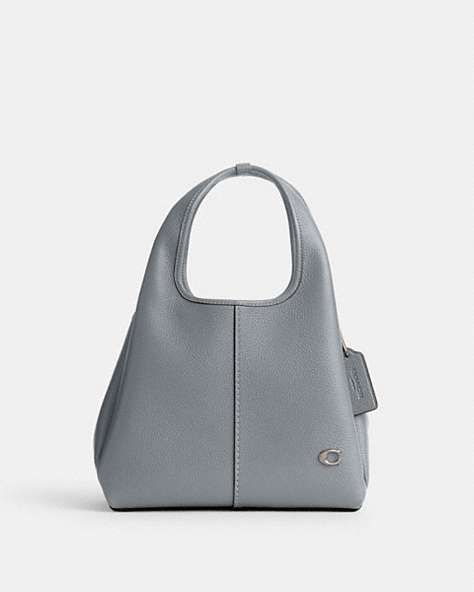 COACH®,LANA SHOULDER BAG 23,Polished Pebble Leather,Small,Silver/Grey Blue,Front View