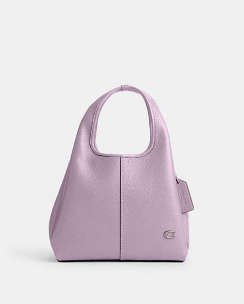 COACH®,LANA SHOULDER BAG 23,Polished Pebble Leather,Small,Silver/Soft Purple,Front View