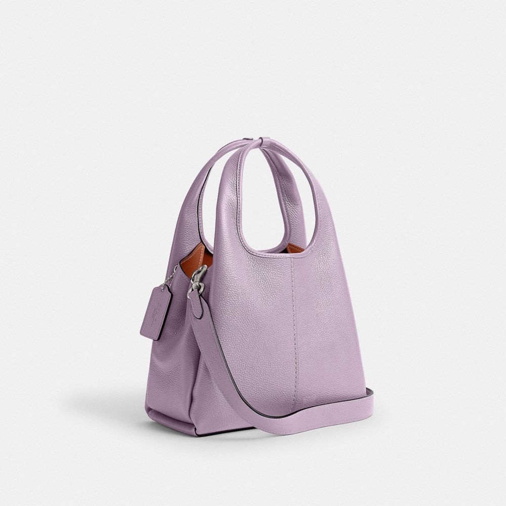 COACH®,LANA SHOULDER BAG 23,Refined Pebble Leather,Small,Silver/Soft Purple,Angle View