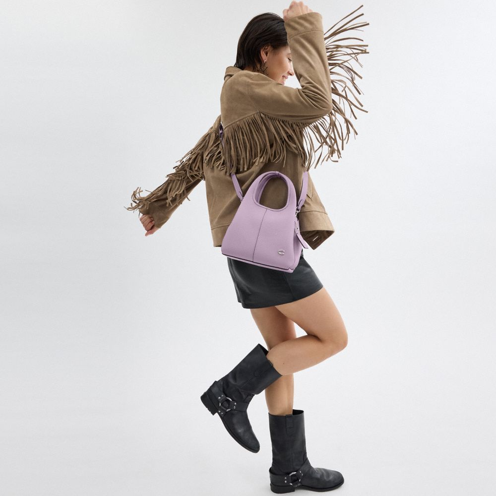 COACH®,Lana Shoulder Bag 23,Leather,Satchel,Logo,Metal,Compact,Casual,Lavender