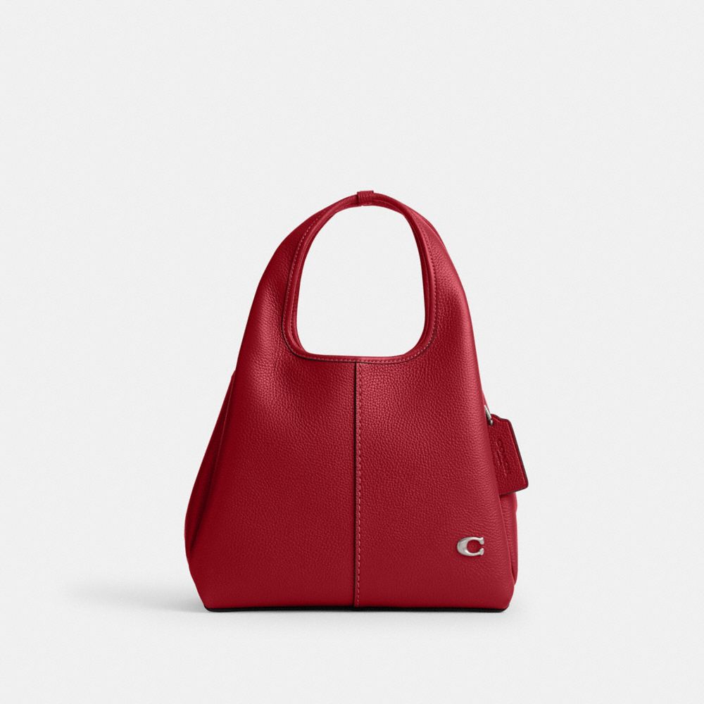 COACH®,Lana Shoulder Bag 23,Leather,Satchel,Logo,Metal,Compact,Casual,Maroon,Front View