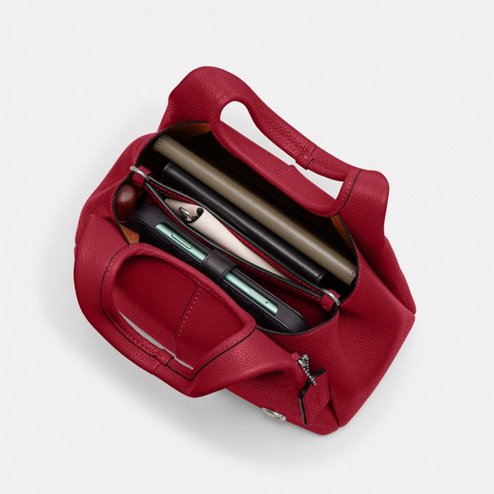 COACH®,Lana Shoulder Bag 23,Leather,Crossbody,Metal,Logo,Compact,Casual,Maroon,Inside View,Top View
