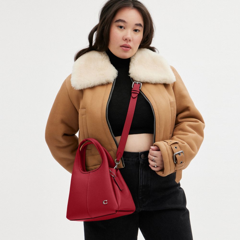 COACH®,Lana Shoulder Bag 23,Leather,Crossbody,Metal,Logo,Compact,Casual,Maroon