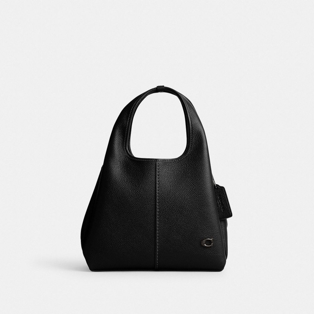 COACH®,LANA SHOULDER BAG 23,Refined Pebble Leather,Small,Pewter/Black,Front View