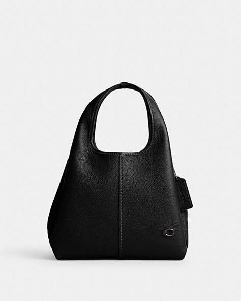 COACH®,LANA 23,Polished Pebble Leather,Medium,Pewter/Black,Front View