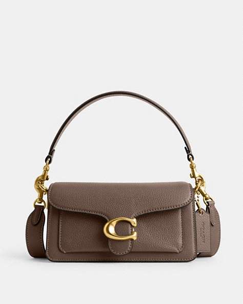 COACH®,TABBY SHOULDER BAG 20,Cuir galet poli,Laiton/Pierre sombre,Front View