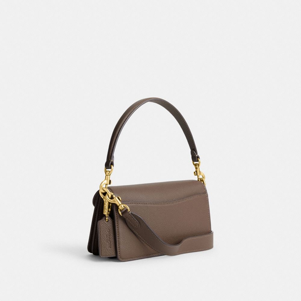 COACH®,TABBY SHOULDER BAG 20,Refined Pebble Leather,Small,Brass/Dark Stone,Angle View