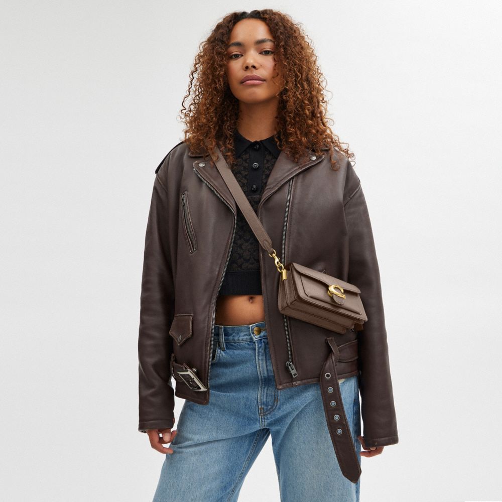 COACH®,Tabby Shoulder Bag 20,Leather,Shoulder Bag,Logo,Metal,Gusset,Gunmetal,Day Party,Brown