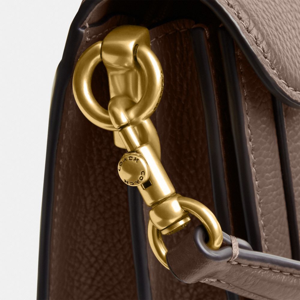 COACH®,Tabby Shoulder Bag 20,Leather,Crossbody,Shoulder Bag,Logo,Gusset,Gunmetal,Casual,Day Party,Brown,Closer View