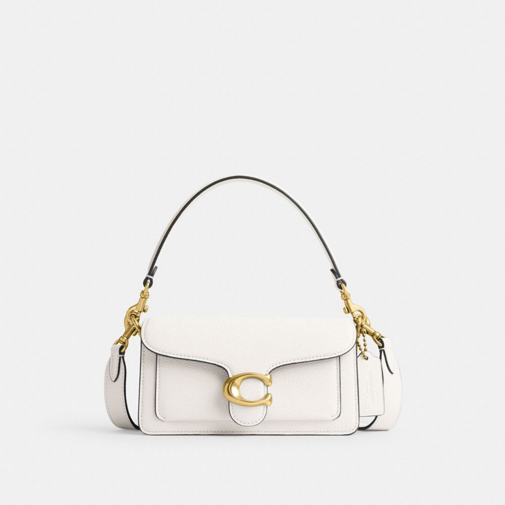 COACH®,TABBY SHOULDER BAG 20,Refined Pebble Leather,Small,Brass/Chalk,Front View