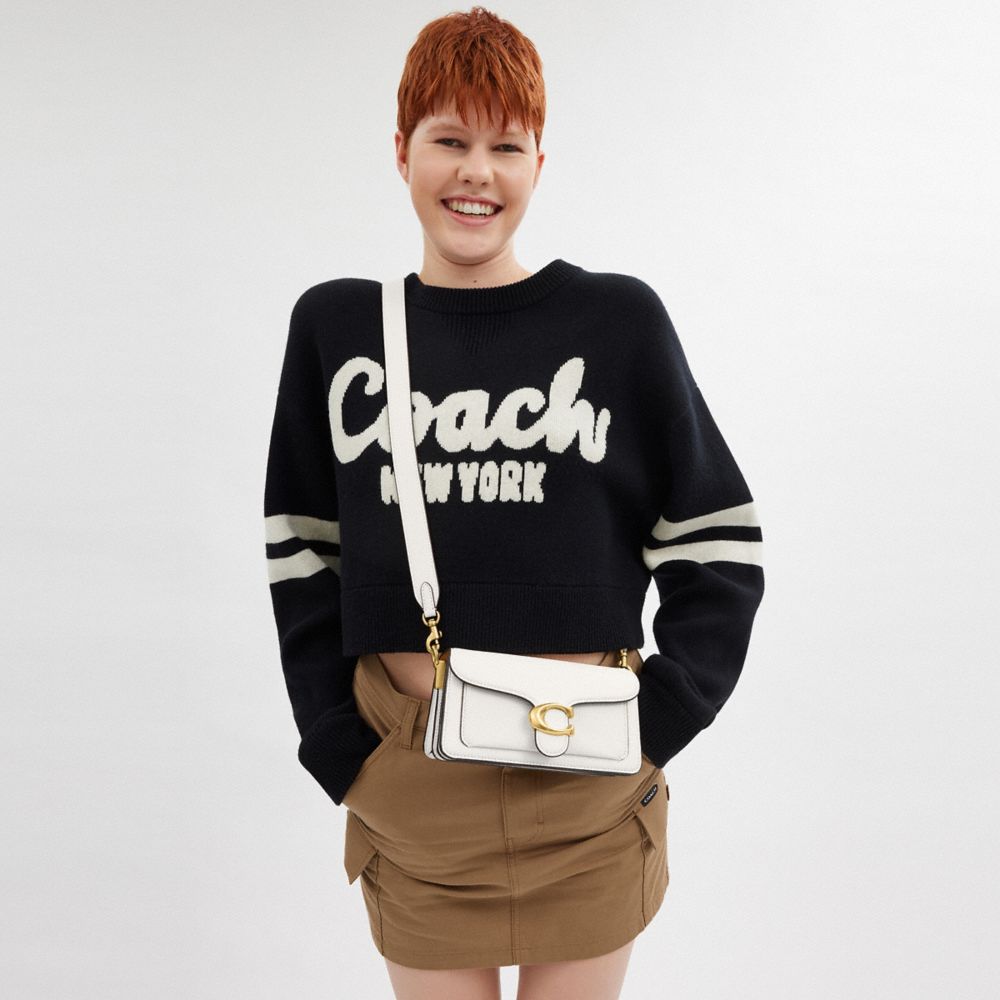 COACH®,Tabby Shoulder Bag 20,Leather,Shoulder Bag,Logo,Metal,Gusset,Gunmetal,Day Party,White
