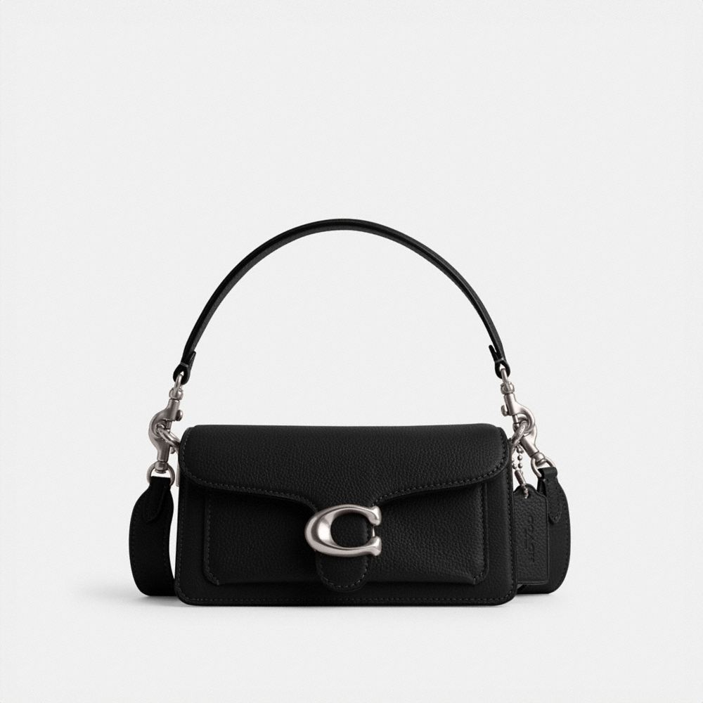 COACH®,TABBY SHOULDER BAG 20,Refined Pebble Leather,Small,Silver/Black,Front View
