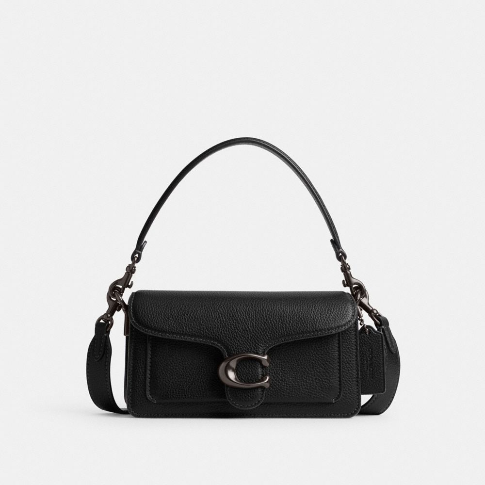 COACH®,TABBY SHOULDER BAG 20,Refined Pebble Leather,Small,Pewter/Black,Front View
