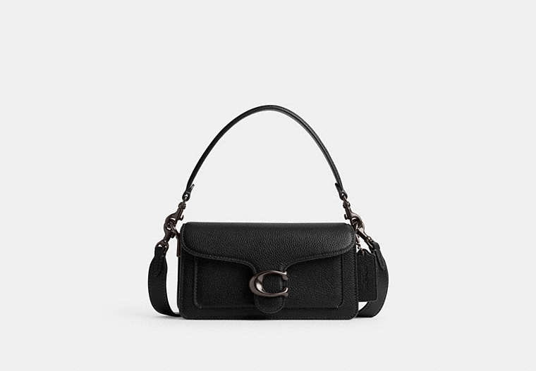 COACH®,TABBY SHOULDER BAG 20,Polished Pebble Leather,Small,Pewter/Black,Front View image number 0
