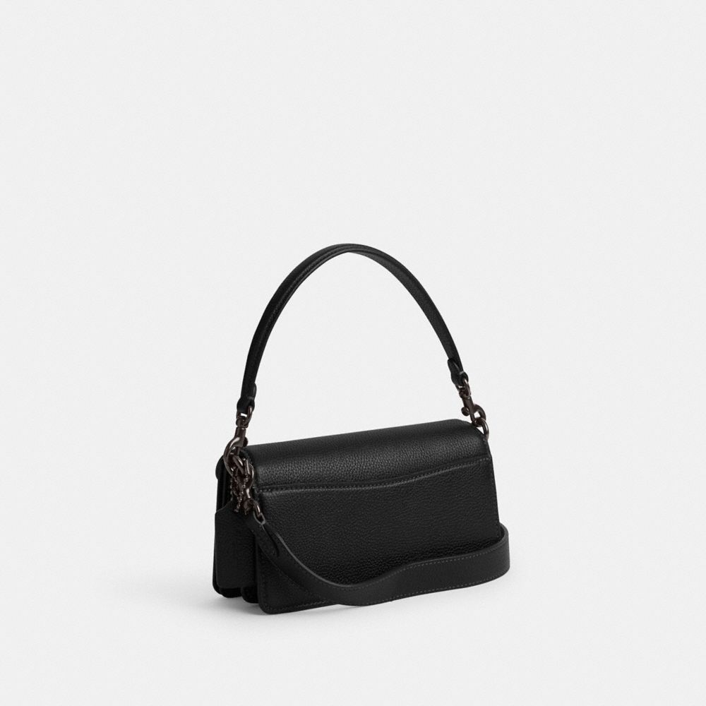COACH®,TABBY SHOULDER BAG 20,Refined Pebble Leather,Small,Pewter/Black,Angle View