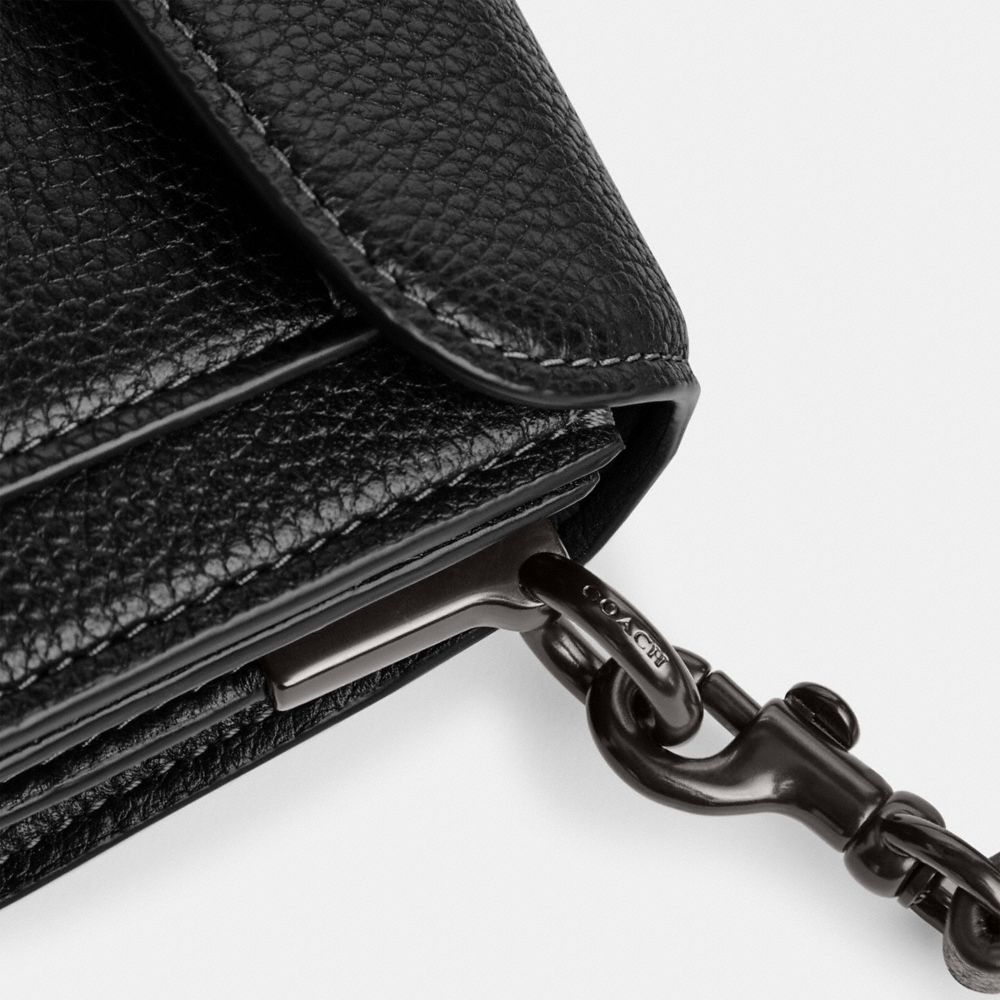 COACH®,Tabby Shoulder Bag 20,Leather,Shoulder Bag,Logo,Metal,Gusset,Gunmetal,Day Party,Black,Closer View