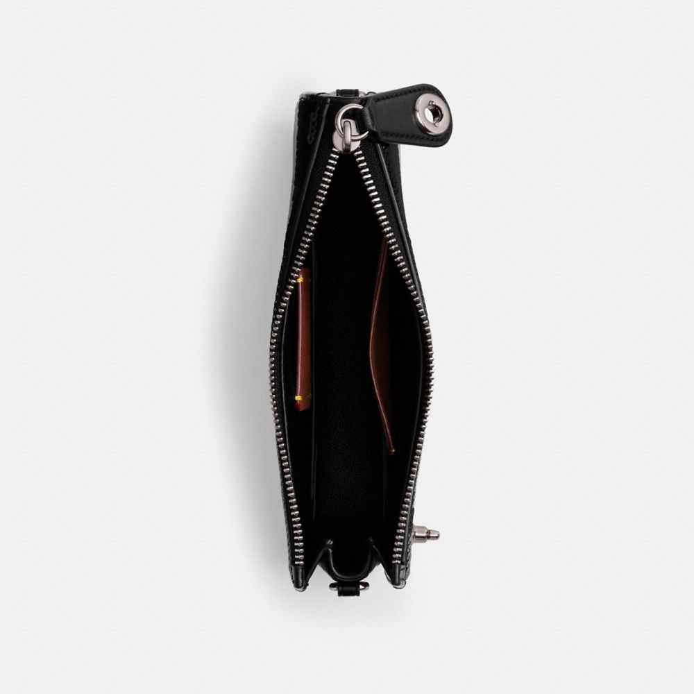 COACH®,Penn Shoulder Bag With Sequins,Leather,Shoulder Bag,Logo,Embossed,Embellished,Sequin,Party,Metallic,Black,Inside View,Top View